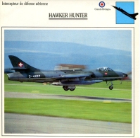 Fiche Aviation Intercepteur De Défense Aérienne  HAWKER HUNTER - Vliegtuigen