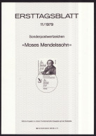 Allemagne Berlin - Germany - Deutschland Encart 1979 Y&T N°567-ETB11 - Michel N°601-ETB11 - 90p M Mendelssohn - 1st Day – FDC (sheets)
