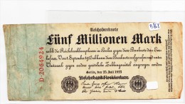 Billets - B868-  Allemagne   - Billet Fünf  Millionen   Mark 1923 ( Type, Nature, Valeur, état... Voir Scan) - 5 Mio. Mark