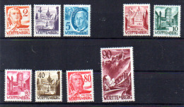 Wurtemberg 1948-49, Célébrités Et Paysages, 28 / 37** (pas 31), Cote 241 € - Württemberg