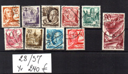 Wurtemberg 1948-49, Célébrités Et Paysages, 28 / 37 Ø , Cote 245 €, - Württemberg