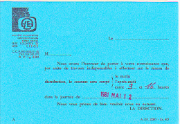 Avis De Coupure De Courant Pour Cause De Travaux. A.L.E.  Association Liégeoise D'électricité. - 1950 - ...