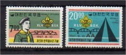 COREA DEL SUD 1967 III JAMBOREE NAZ. SCOUT YT 469/470 ** MNH - Nuevos