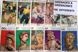 GRENADA GRENADINES, Lot De 100 Timbres Tous Differents Neufs Et Oblitérés. Satisfaction Assurée - Grenade (1974-...)