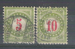 SUISSE, TAXE, 1897, 2 Timbres , Yvert N° 30 & 31, 5 C & 10 C Chiffre Rouge Obl Fribourg & Neuchatel, B/TB - Impuesto