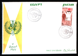 EGYPT / 1977 / MEDICINE / POLIOMYELITIS / WHO / HEALTHY & PARALYSED CHILDREN / FDC - Cartas & Documentos