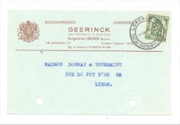 Carte Lettre - Bouchonneries Et Corderies  Geerinck à LOKEREN 1937 (b120) - Lokeren