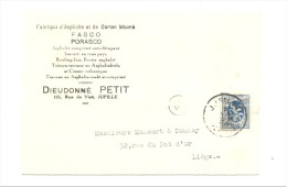 Carte Lettre - Fabrique D'Asphalte Et Carton Bitumé Dieudonné PETIT à Jupille 1934 (b120) - Fléron