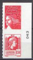 France Autoadhésif ** N°   43 P Ou 3716 P - Paire Verticale Du Carnet LUQUET Marianne D Alger Numérotation Du Carnet - Unused Stamps