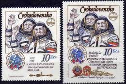 Kosmonauten-Flug Remek 1978 CSSR 2493 I In Block 39 Plus 2710 Aus Bl.53 ** 10€ Kosmonaut Gubarow Remek Space Set Of CSR - Luftpost