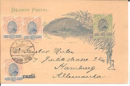 BRA146 / BRASILIEN -  Inlandkarte (Ascher 21) Mit 3  Marken Aufgewertet Fuer Verwendung Nach Deutschland 1905 - Storia Postale