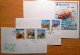 Vietnam: Turtles Finland 88 - Complete 3 FDC 1988 - VF - Tortues