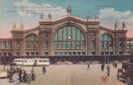 75 - Paris - La Gare Du Nord Construite En 1863 (top Animation, Colorée, Tramway, Automobiles...) - Transport Urbain En Surface