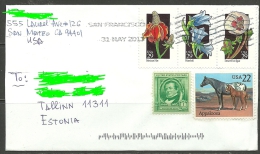 USA Letter To Estonia Estland Estonie 2013 Flowers Horses Etc - Cartas & Documentos