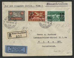 SWITZERLAND, AIRPOST COVER 1935 TO VIENNA, RARESURCHARGE STAMP - Altri & Non Classificati