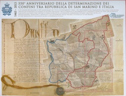 2013 - FOGLIETTO EMISSIONE CONGIUNTA ITALIA - SAN MARINO - ANNIVERSARIO DETERMINAZIONE CONFINI - Blocs-feuillets