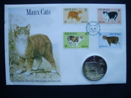 Insel Man 388/91 Numisbrief, Katzen - Covers & Documents