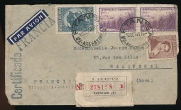 Enveloppe (1940) ARGENTINA - FRANCIA, Via Aerea, Air Mail, Por Avion, Metan - Wasquehal (Nord) Recommandé, Certificada - Briefe U. Dokumente