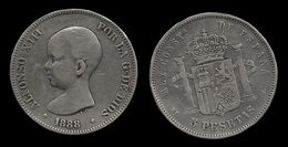 ESPAGNE . ALFONSE XIII . 5 PESETAS . 1888 . - First Minting