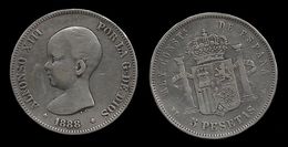 ESPAGNE . ALFONSE XIII . 5 PESETAS . 1888 . - Erstausgaben