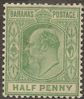 BAHAMAS 1906 1/2d Pale Green KEVII SG 71 HM YL147 - Other & Unclassified