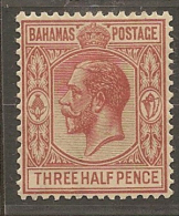 BAHAMAS 1921 1 1/2d Brown-red KGV SG 117 HM YL225 - 1859-1963 Colonia Británica