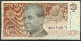 Estland Estonia Estonie 5 Krooni 1992 Banknote Bank Note Schach Chess PAUL KERES - Estonie