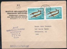 Hongrie 1967 1910 En Paire ° Sur Lettre - Pêche Sportive - Poissons - Esturgeons - Briefe U. Dokumente