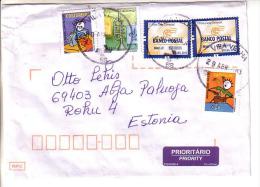 GOOD BRAZIL Postal Cover To ESTONIA 2013 - Good Stamped: Hands Work ; Scouting ; Bank - Cartas & Documentos