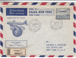 Avions - Tchècoslovaquie -lettre Recommandée De 1946 -  Vol Spécial Prague - New York - Briefe U. Dokumente