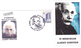 ALBERT EISNTEIN,NOBEL PRIZE IN PHYSIC,LILIPUT COVER+GREETING CARD,2005,OBLITERATION CONCORDANTE,ROMANIA - Albert Einstein