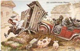 ARTHUR THIELE SIGNED POSTCARD - BY CAR ACCIDENT & PIG - P.E.D. SERIE 433 - Thiele, Arthur