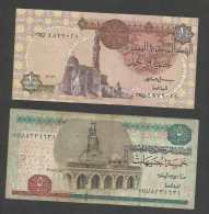 Central BANK Of EGYPT - 5 Pounds / 1 Pound (Lot Of 2 Banknotes) - Egypte
