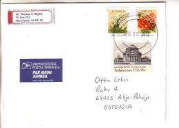 GOOD USA Postal Cover To ESTONIA 2013 - Good Stamped: Architecture ; Flowers - Cartas & Documentos