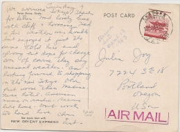 JAPAN 1963 AIRMAIL  On Postcard (HEIAN SHRINE - KYOTO) To PORTLAND, OREGON - Poste Aérienne