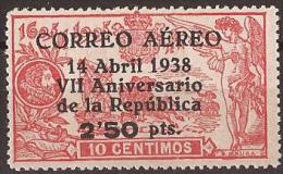 ES756-L1450TA..España .Spain.Epagne.ANIVERSARIO DE LA REPUBLICA.QUIJOTE..1938( Ed 756**),sin Charnela..MAGNIFICO - Ongebruikt