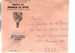 France Lettre Mairie De Rohrbach Lès Bitche Moselle CAD 18-02-1964 - Cachet Mairie & Armoiries - Brieven En Documenten