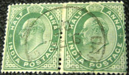 India 1902 King Edward VII 0.5a X2 - Used - 1902-11 Koning Edward VII