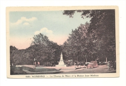 Cp, 07, Aubenas, Le Champ De Mars Et La Statue Jean Mathon - Aubenas