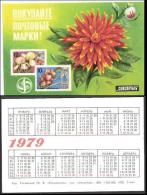 Mini Calendar USSR 1979  Flower Stamps 1978 - Tamaño Pequeño : 1971-80