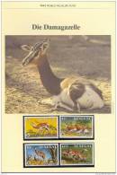 BUZIN / WWF / SENEGAL 1984 / DAMA GAZELLE /4 TIMBRES+4 CARTES MAX + 4 FDC OFFICIELS + 3 PAGES D´INFORMATIONS EN ALLEMAND - 1985-.. Pájaros (Buzin)