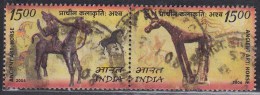 Se-tenent India Used 2006, Set Of 2. Joint Issue, Mongolia, Art & Craft, Horse - Used Stamps