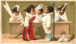 Chocolat Guérin Boutron, Jolie Chromo Lith. Vallet Minot, Pierrots, Gendarme, La Bataille - Guerin Boutron