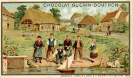 Chocolat Guérin Boutron, Jolie Chromo Lith. J. Minot, Enfants, Jeux, Le Bateau à Voile - Guérin-Boutron