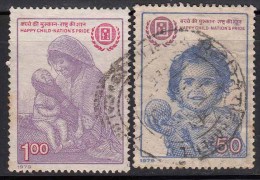 India, Set Of 2 Charity Issue, 1979, International Year Of Child, Cinderella, Health - Francobolli Di Beneficenza