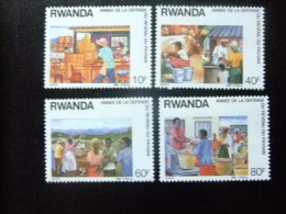 RWANDA  - REPUBLIQUE RWANDAISE  1988  - ANNÉE DE LA DEFENSE DU REVENU DU PAYSAN  Yvert  Nº 1255 / 1258 ** MNH - Nuevos