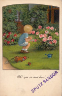 ENFANT Et FLEURS [ ROSES ] : OH ! QUE ÇA SENT BON ! - SUPERBE ILLUSTRATION SIGNÉE: PAULI EBNER (o-121) - Ebner, Pauli