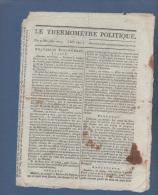 1799 - LE THERMOMETRE POLITIQUE 9 PLUVIOSE AN 7 - NAPLES - CADIX - LISBONNE - PRUSSE - PARIS DEBACLE SEINE - TRIBUNAUX - Kranten Voor 1800