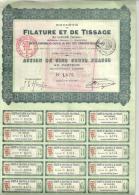 Action De 500 Francs N° 1875 De La Société Filature Et De Tissage De Ligugé (86) De 1921(Ancienne Maison Hambis) - Tessili