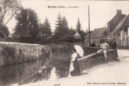 CPA BRULON - "Ca Mord!", Un Pêcheur (308th Engineers, A30) - Brulon